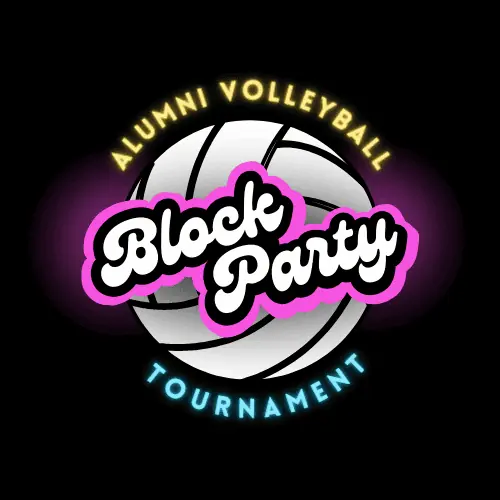 block party alumni volleyball tournament logo